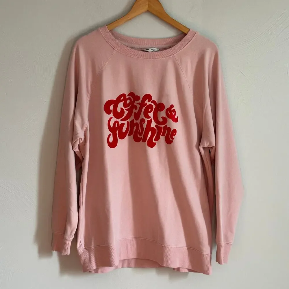 Wildfox Pink Coffee & Sunshine Oversized Felt Sweater